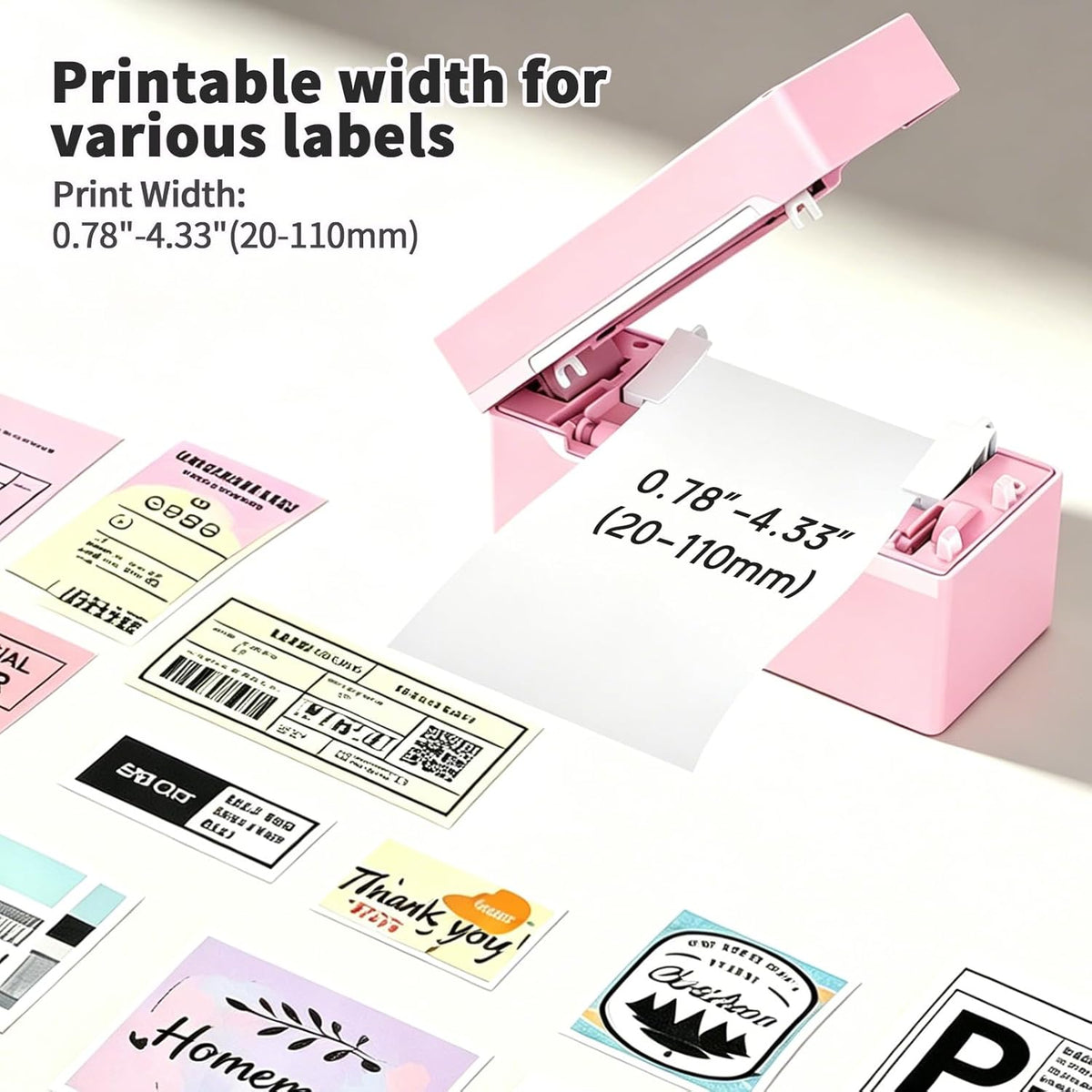 Bluetooth Thermal Label Printer,4X6 Shipping Label Printer | Wireless Label Printer for Small Business and Shipping Package, Compatible with Iphone, Android, Shopify, Amazon, USPS, Pink